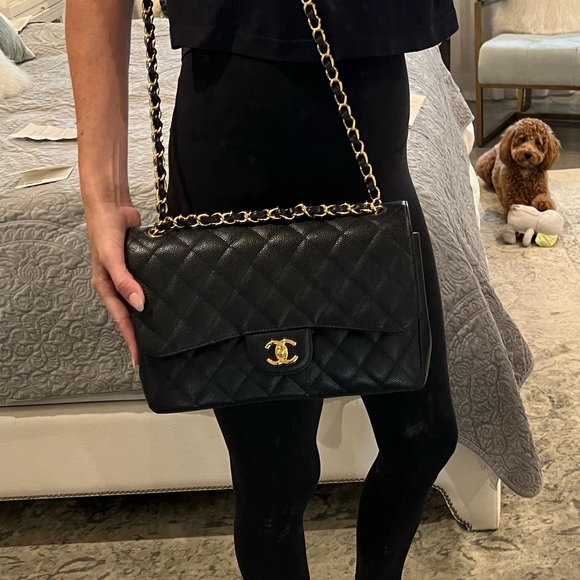 ‼️SOLD‼️Mint condition Chanel Classic Double flap Jumbo black caviar with gold - Picture 6 of 8
